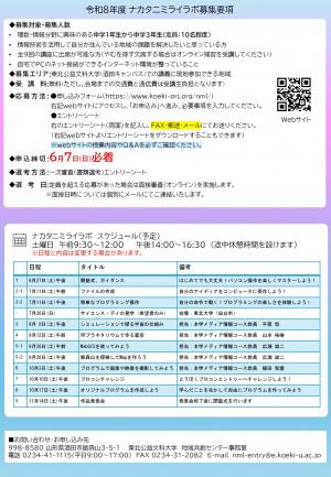 ナカタニミライラボ募集チラシ裏面