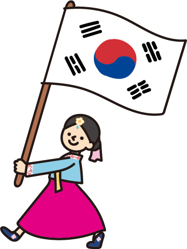 韓国国旗を持つ人